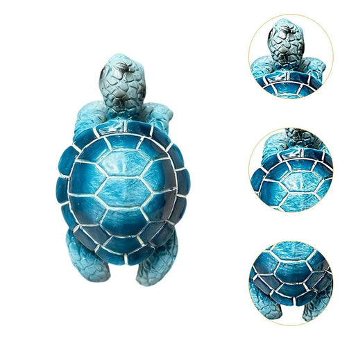 Hanging Planter with Sea Turtle Sculpture for Outdoor Planter Display -Pack of 2 Green And Blue